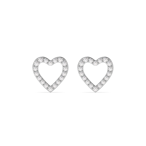 4 Prong Round White Gold Heart shaped 7x7mm Stud Earrings