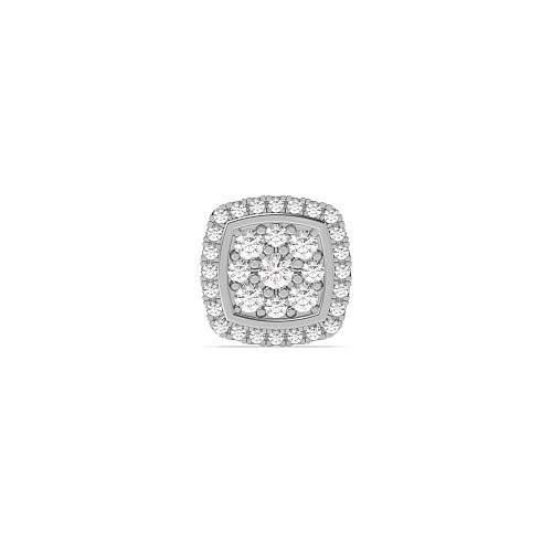 Pave Setting Round Cushion shaped halo cluster Single Diamond Earring