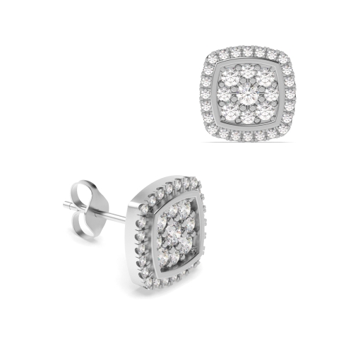 4 Prong Round White Gold Stud Earrings