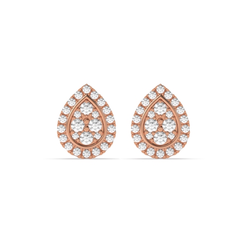 Pave Setting Round Rose Gold Ladiesringorbit Stud Diamond Earrings