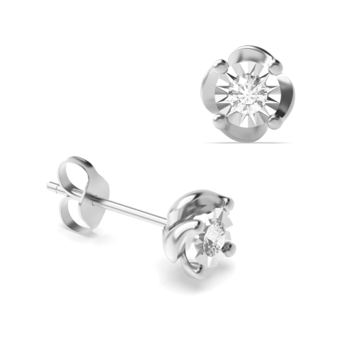 4 Prong Round Celestial Mirage Stud Earrings