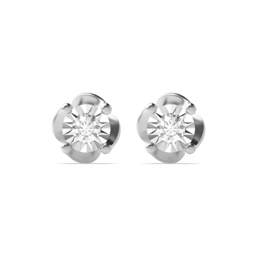 4 Prong Round White Gold Celestial Mirage Stud Earrings