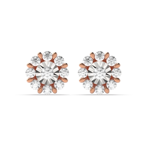 4 Prong Round Rose Gold Stellar Diamond Earrings