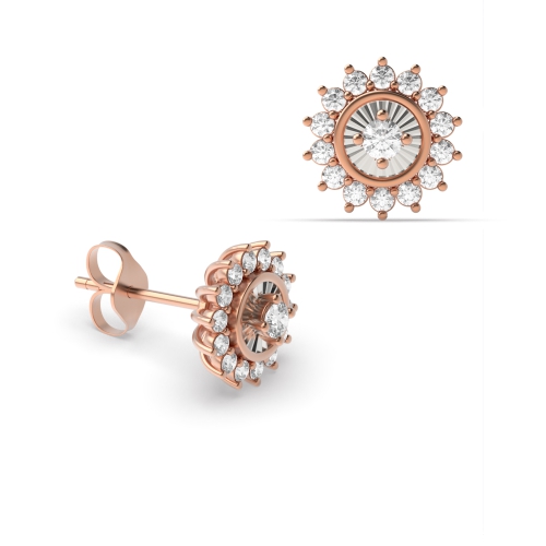4 Prong Round Rose Gold Zenith radiance Diamond Earrings