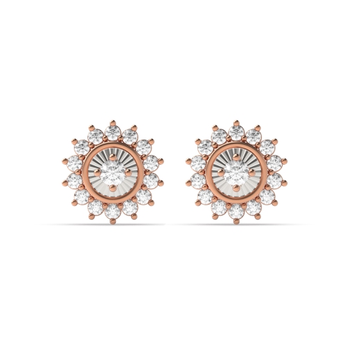 4 Prong Round Rose Gold Zenith radiance Diamond Earrings