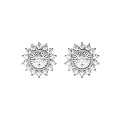 4 Prong Round White Gold Stud Earrings