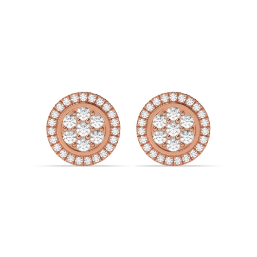 Pave Setting Round Rose Gold Silhouette whisper Stud Diamond Earrings