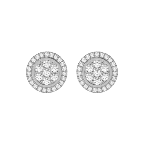 4 Prong Round White Gold Silhouette Whisper Stud Earrings