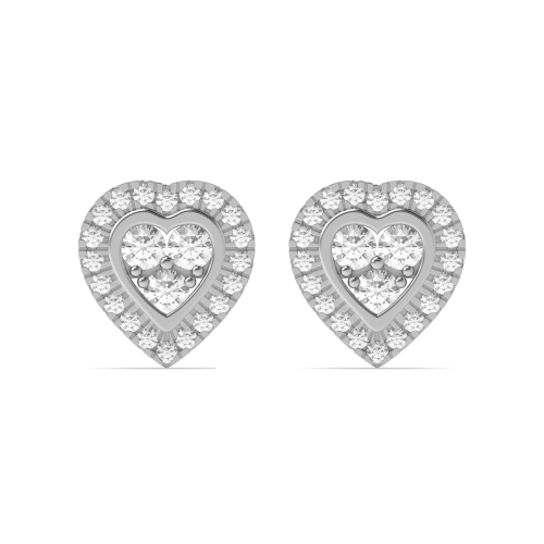 4 Prong Round White Gold Stud Earrings