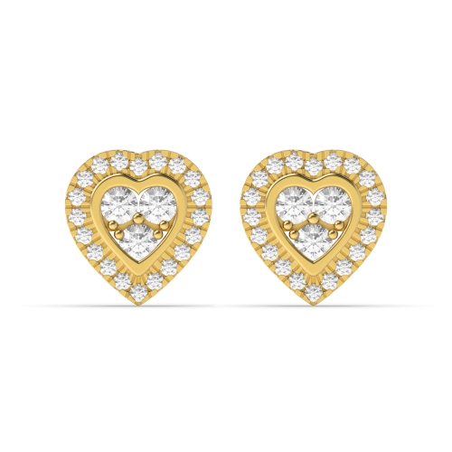 4 Prong Round Yellow Gold Eclat mirage Diamond Earrings
