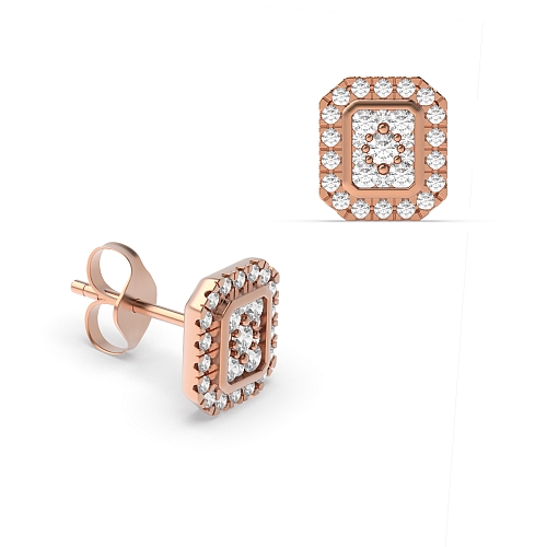 4 Prong Round Rose Gold Eternal pulse Diamond Earrings