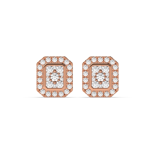4 Prong Round Rose Gold Eternal pulse Diamond Earrings