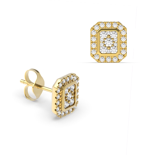 4 Prong Round Yellow Gold Eternal pulse Diamond Earrings