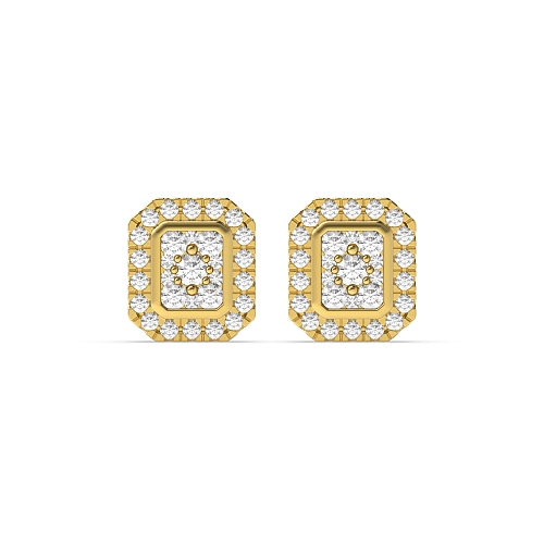 4 Prong Round Yellow Gold Eternal pulse Diamond Earrings