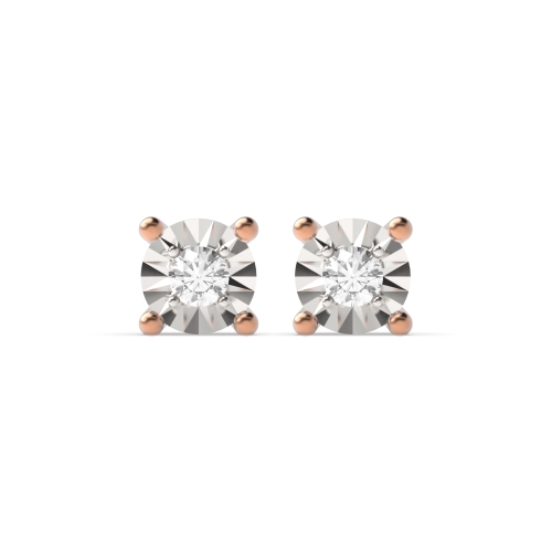 4 Prong Round Rose Gold Harmony shine Diamond Earrings