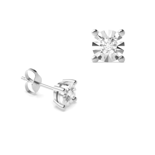 4 Prong Round Harmony shine Stud Diamond Earrings