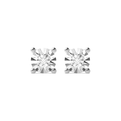 4 Prong Round Harmony shine Stud Diamond Earrings