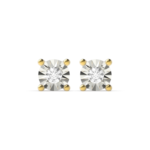4 Prong Round Yellow Gold Harmony shine Diamond Earrings