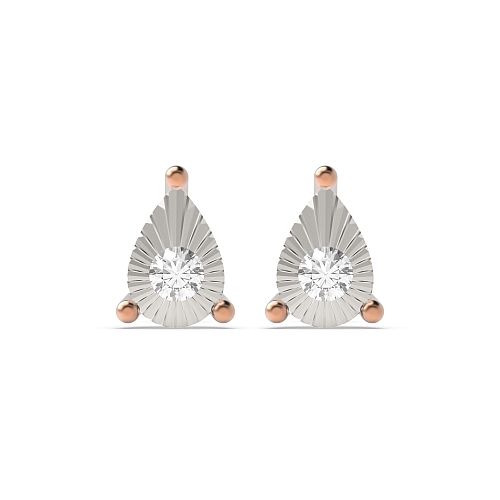 4 Prong Round Rose Gold Illusion flash Stud Diamond Earrings