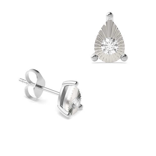 4 Prong Round Illusion flash Stud Diamond Earrings
