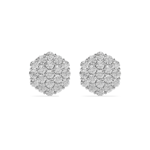 Pave Setting Round Glimmer Orbit Naturally Mined Diamond Cluster Earrings