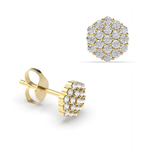 Pave Setting Round Cluster Diamond Earrings (5.30mm - 8.00mm)