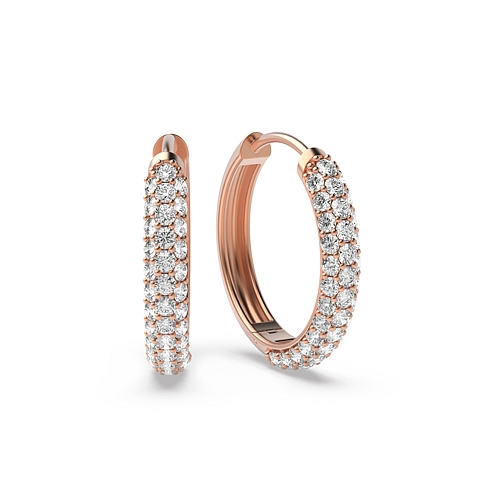 Pave Setting Round Rose Gold Designer sphere Hoop Diamond Earrings