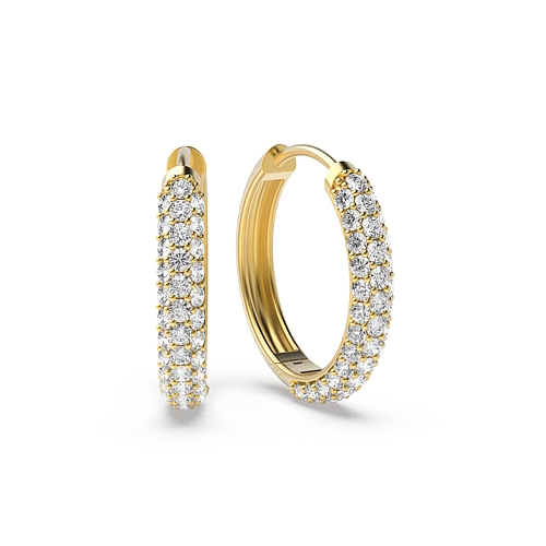 Pave Setting Round Yellow Gold Designer sphere Hoop Diamond Earrings