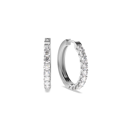4 Prong Round Delicate 15mm Hoop Diamond Earrings