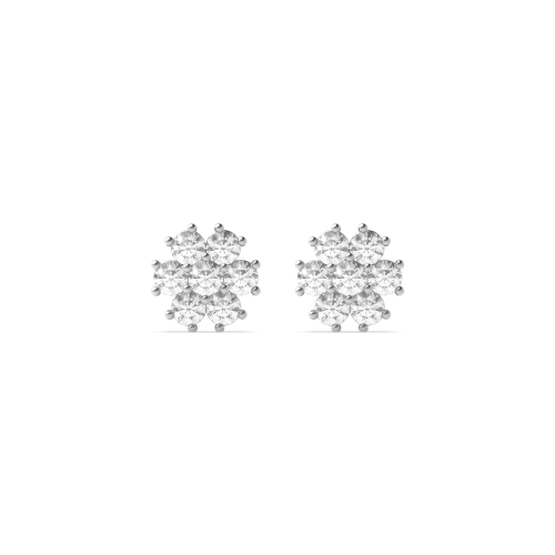 4 Prong Round Glimmer Gleam Cluster Earrings