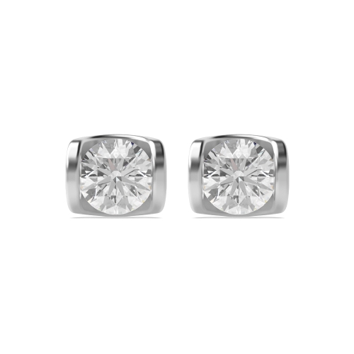 Tension Setting Round Taco shaped Diamond Earrings