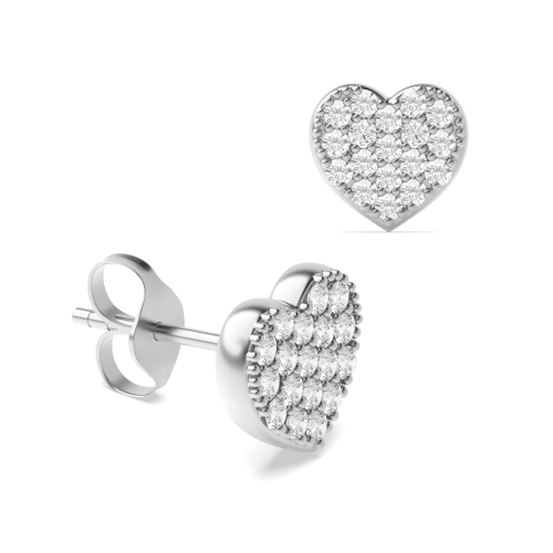 Pave Setting Round Lab Grown Diamond Heart Shape Cluster Earrings For Women (5.60mm X 6.0mm)