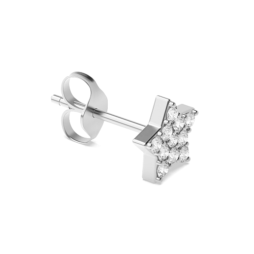 Pave Setting Round Star shaped cluster Single Diamond Earring