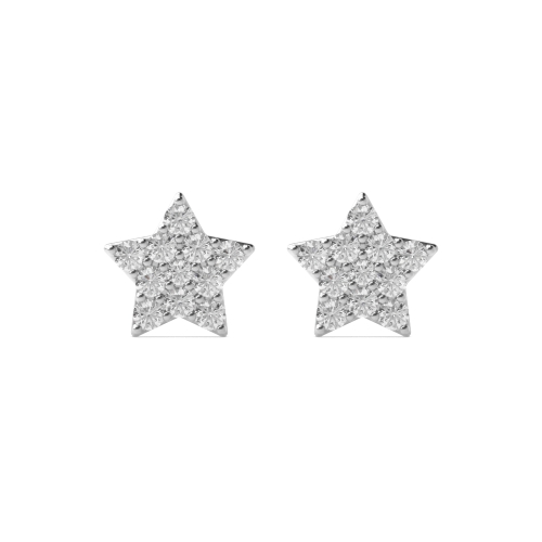 Pave Setting Round Star shaped cluster Diamond Earrings