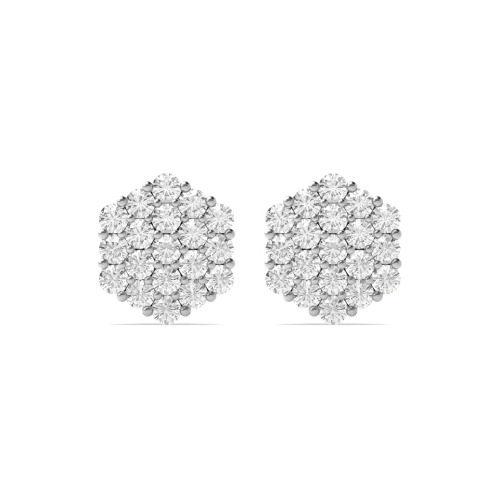 4 Prong Round Silver Stud Earrings