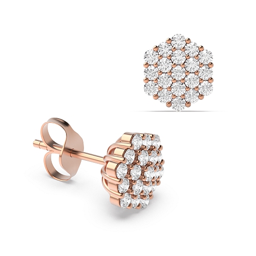 4 Prong Round Rose Gold Stud Earrings