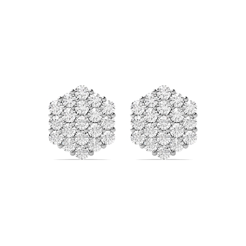 4 Prong Round cluster Diamond Earrings