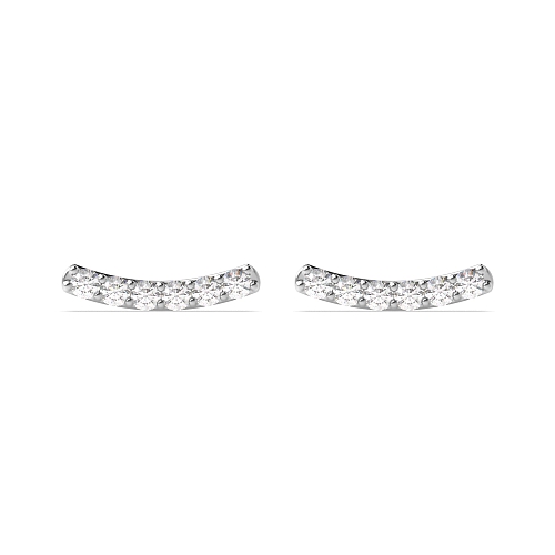 4 Prong Round Silver Curved bar christmas gift Diamond Earrings
