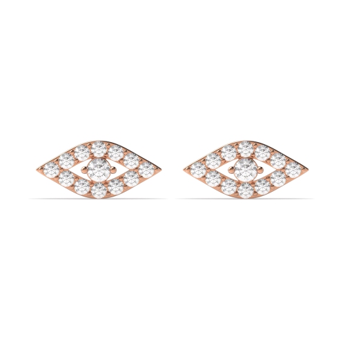 4 Prong Round Rose Gold Devil eye gift for her Stud Diamond Earrings