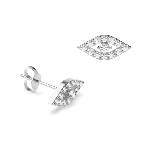4 Prong Round Platinum Devil eye gift for her Stud Diamond Earrings