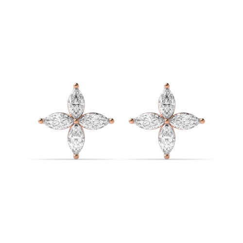 4 Prong Marquise Rose Gold Stud Earrings