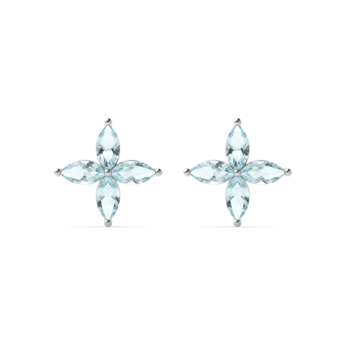 4 Prong Marquise Star Exclusive Gift Aquamarine Stud Earrings