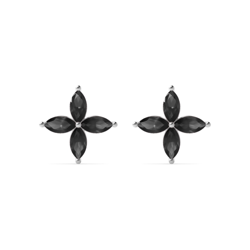 4 Prong Marquise Star Exclusive Gift Black Diamond Stud Earrings