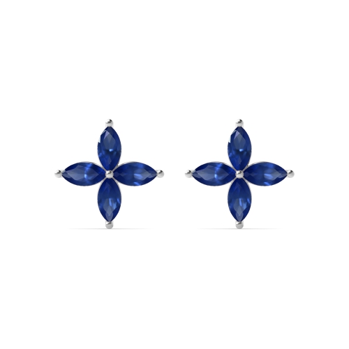 4 Prong Marquise Star Exclusive Gift Blue Sapphire Stud Earrings