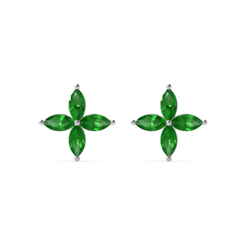 4 Prong Marquise Star Exclusive Gift Emerald Stud Earrings