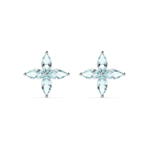 4 Prong Marquise Star Exclusive Gift Aquamarine Stud Diamond Jewellery