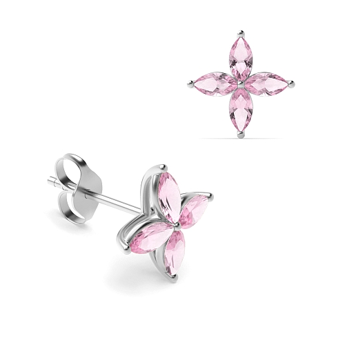 4 Prong Marquise Star cluster Tourmaline Diamond Earrings
