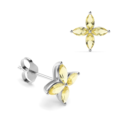 4 Prong Marquise Star cluster Topaz Diamond Earrings