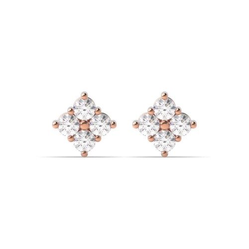 4 Prong Round Rose Gold Stud Earrings