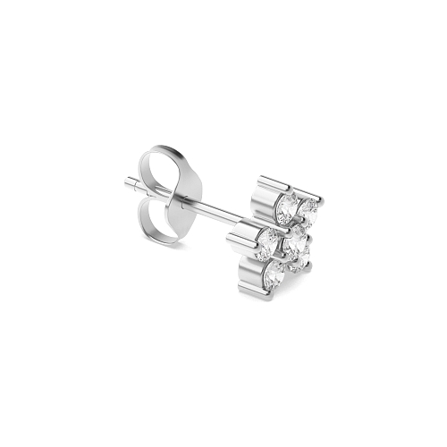 3 Prong Round Star cluster Single Diamond Earring